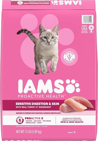 IAMS Proactive Health Sensitive Digestion Dry Cat Food, Turkey, 13 lb in Kuwait
