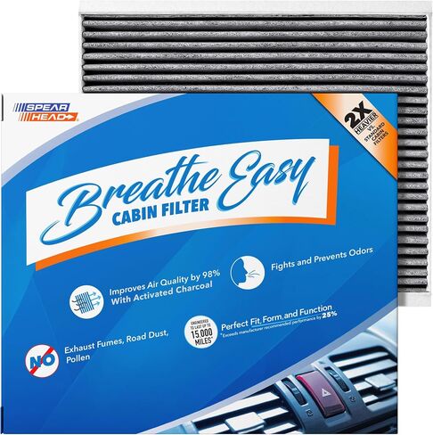 Spearhead Odor Defense Breathe Easy Cabin Filter, Fits Like OEM, Up to 25% Longer Lasting w/Activated Carbon (BE-150) in Kuwait
