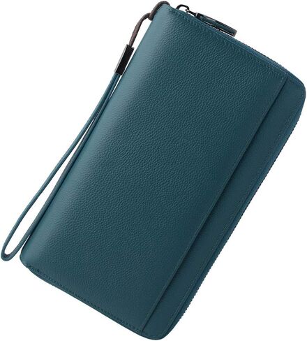 Travel Document Organizer RFID Blocking Leather Multiple Passport Wallet Family Holder Id Wrist Strap(Black) in Kuwait