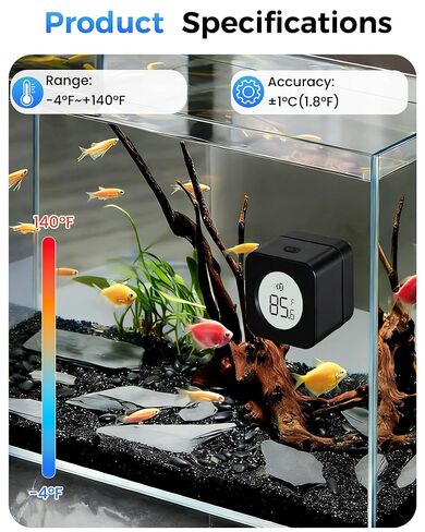 Aquarium Magnetic Cleaner with Thermometer 2 in 1 Fish Nano Tank Glass Cleaner Tool Algae Scrapers Mini Magnet Brush Only for Glass Tank (Up to 20 Gallons) in Kuwait