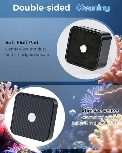 Aquarium Magnetic Cleaner with Thermometer 2 in 1 Fish Nano Tank Glass Cleaner Tool Algae Scrapers Mini Magnet Brush Only for Glass Tank (Up to 20 Gallons) in Kuwait