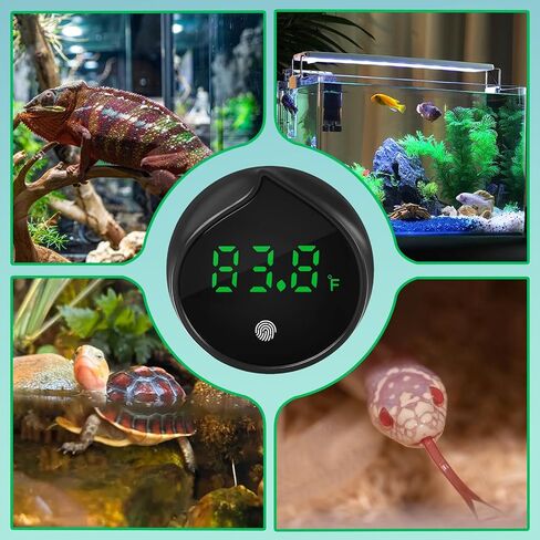 Removable Aquarium Water Thermometer Gauge with Touch Screen Digital Fish Tank Thermometer LED Display ±1℉/0.5℃, Fish Tank Accessories for Betta, Axolotl, Shrimp, Turtle, Reptile and Aquatic (Black) in Saudi Arabia