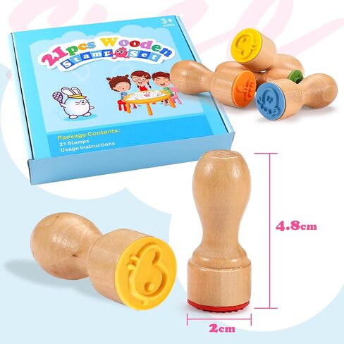 Stamps for Kids for Crafting Wooden Stamp Set 21PCS Educational Toy Gifts in Saudi Arabia