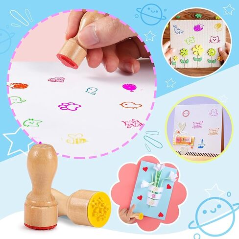 Stamps for Kids for Crafting Wooden Stamp Set 21PCS Educational Toy Gifts in Saudi Arabia