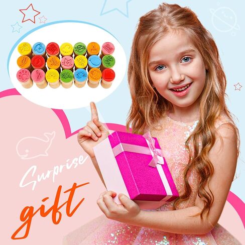 Stamps for Kids for Crafting Wooden Stamp Set 21PCS Educational Toy Gifts in Saudi Arabia