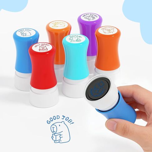 6 Pcs Teacher Stamps - Kapibala Self Inking Stamp for Grading Classroom in Saudi Arabia