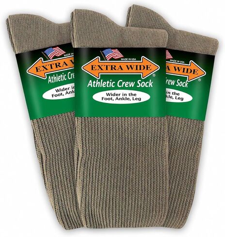 Extra Wide Comfort Fit Athletic Crew (Mid-Calf) Socks for Men and Women, For Wide Feet Pick your size, Do not size up in Saudi Arabia