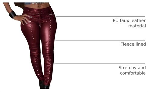 Women's Faux Leather Leggings Gothic Punk Skinny PU Leather Pants Mid Rise Novelty Studded Tight Pants in Kuwait