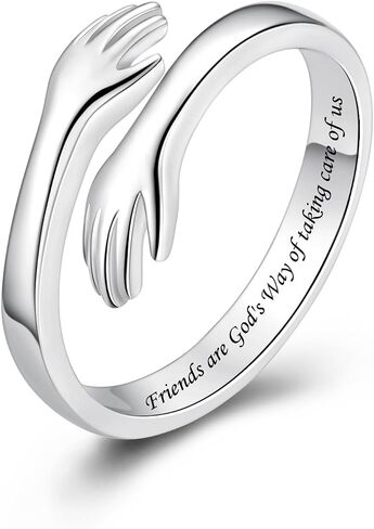 Hug Rings for Women Sterling Silver Adjustable Ring for Women Daughter Hand Ring Jewelry for Birthday Gifts Holiday Gift for Women Teens in Kuwait