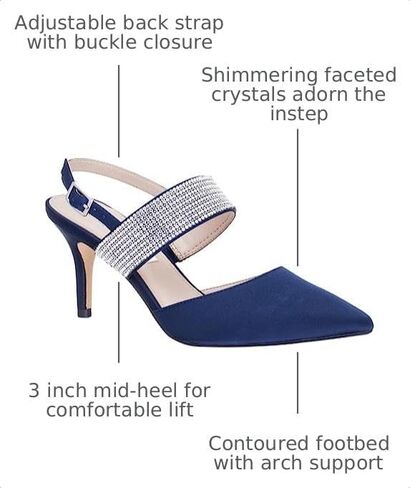 NINA Tenille - Women's Heeled Sandals Shoes - Crystal Pointed-Toe Mid-Heel Dress Pump - Elegant and Comfortable Women's Shoes - Casual and Dress in Kuwait