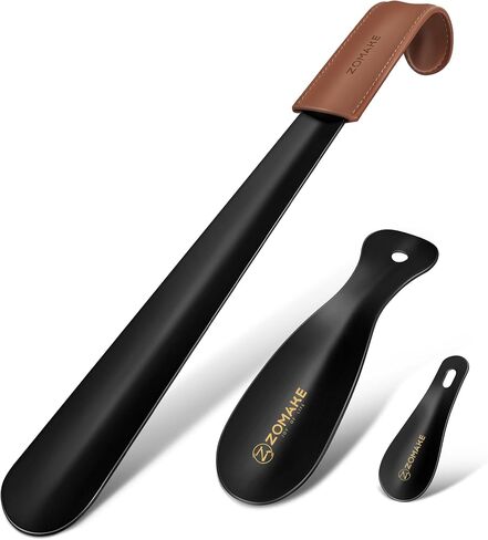 ZOMAKE Metal Shoe Horn,Long Handle Shoe Horn for Seniors 16.5" with 2pcs Travel Shoe Horn for Men Women-Kids in Kuwait