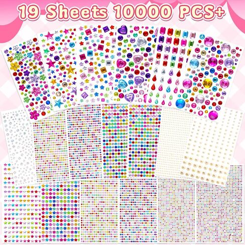 10000+Pcs Gem Stickers, 19 Sheets Rhinestone Stickers, Diamond Stickers in Saudi Arabia