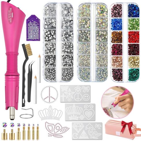 Hotfix Rhinestones Applicator DIY Kit with 4600 Crystals, 19 Pattern Design in Saudi Arabia