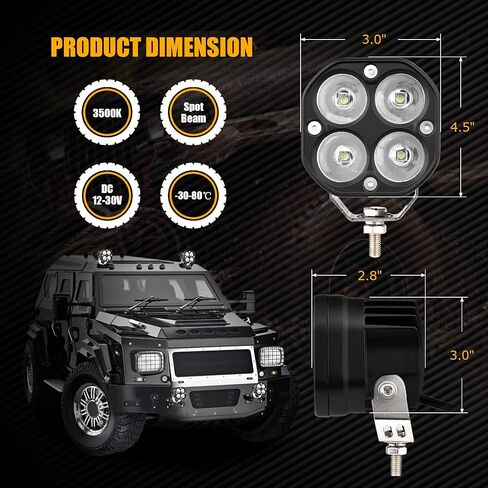 LED Light bar Driving Fog Lights 2Pcs LED Pods Driving Lamp IP68 Waterproof Work Light Off Road Lighting for Truck ATV UTV SUV Boat Trucks Motorcycle Tractor in Kuwait