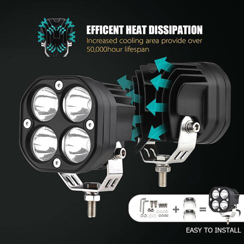 LED Light bar Driving Fog Lights 2Pcs LED Pods Driving Lamp IP68 Waterproof Work Light Off Road Lighting for Truck ATV UTV SUV Boat Trucks Motorcycle Tractor in Kuwait