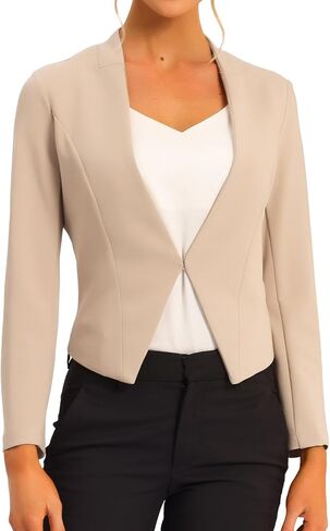 Allegra K Women's Work Office Suit Collarless Casual Cropped Blazer Jacket in Kuwait