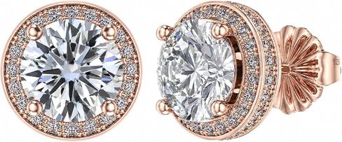 Round Halo Stud Earrings 0.85cttw-4.50cttw in Sterling Silver w/Pure Brilliance Zirconia, Hypoallergenic in Kuwait