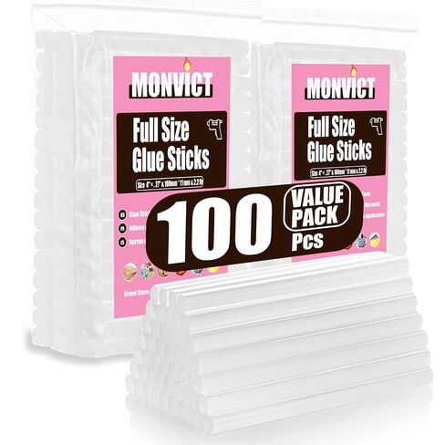 MONVICT 100 Pack Full Size Hot Melt Glue Sticks (2.2 lb, Clear) in Saudi Arabia