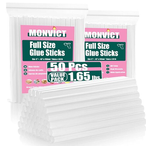 MONVICT 100 Pack Full Size Hot Melt Glue Sticks (2.2 lb, Clear) in Kuwait