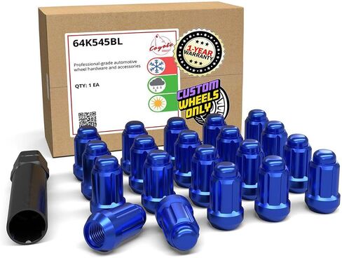 Wheel Accessories Parts 20 Pcs 12mm 1.50 12x1.50 Thread Car Spline 1.38" Long Lug Nut Blue Spline Fits Many Chevy Honda Passenger Cars | Toyota Pass Cars with Aftermarket Wheels in Kuwait