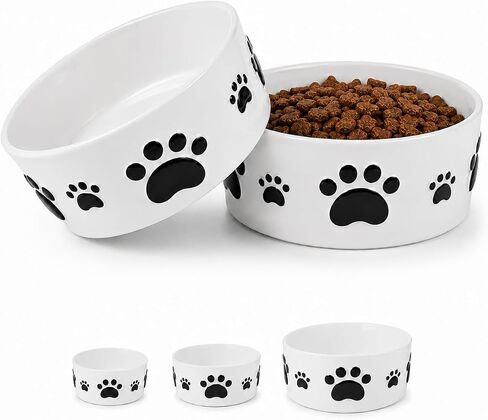 Ceramic Dog Bowls Set, 5''×2'', with Anti-Slip Rings, 2 Cups Capacity in Kuwait