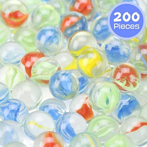 ShellKingdom 200 Count Bulk Assorted Colors Glass Marbles, Colorful Cat Eyes 9/16 Inch Round Marbles Toy for Kids for Aquarium/Game/Vase/Fish/Plant Decor in Kuwait