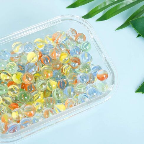 ShellKingdom 200 Count Bulk Assorted Colors Glass Marbles, Colorful Cat Eyes 9/16 Inch Round Marbles Toy for Kids for Aquarium/Game/Vase/Fish/Plant Decor in Kuwait