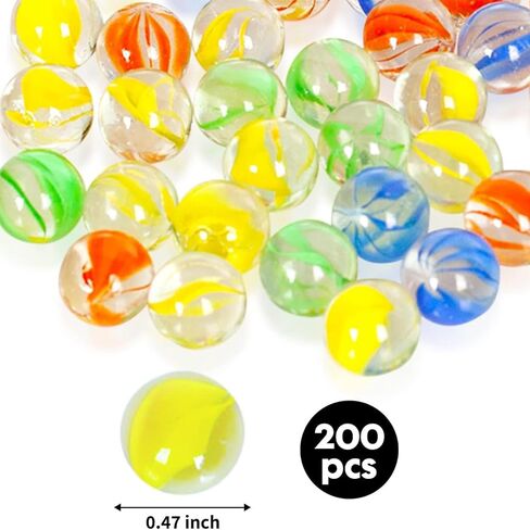 ShellKingdom 200 Count Bulk Assorted Colors Glass Marbles, Colorful Cat Eyes 9/16 Inch Round Marbles Toy for Kids for Aquarium/Game/Vase/Fish/Plant Decor in Kuwait