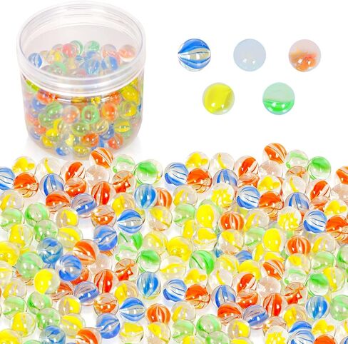 ShellKingdom 200 Count Bulk Assorted Colors Glass Marbles, Colorful Cat Eyes 9/16 Inch Round Marbles Toy for Kids for Aquarium/Game/Vase/Fish/Plant Decor in Kuwait