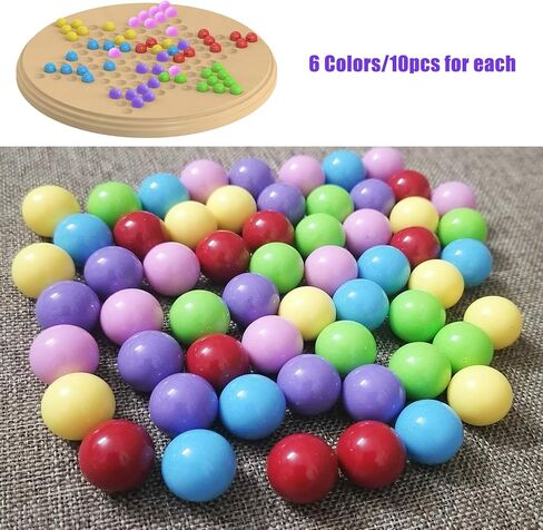 60 Pcs Chinese Checkers Marbles Balls in 6 Colors,14mm Game Replacement Balls for Marble Run, Marbles Game Home Decoration in Saudi Arabia