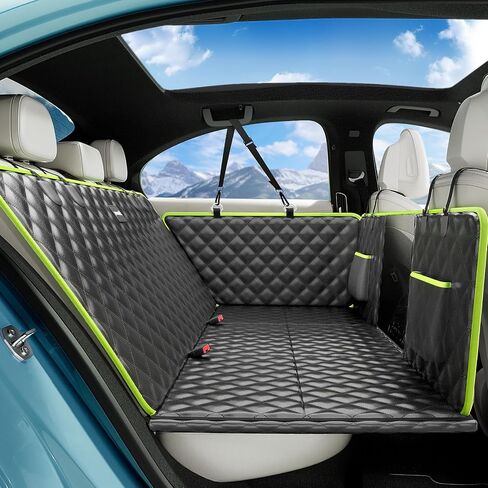 Pecute Back Seat Extender for Dogs 56.29 * 28.74 in, Car Window Fixing for Maximum Car Protection, Leather Fabric Dog Car Seat Cover for Back Seat, Waterproof, Scratch-Resistant, Support to 330 lbs in Kuwait