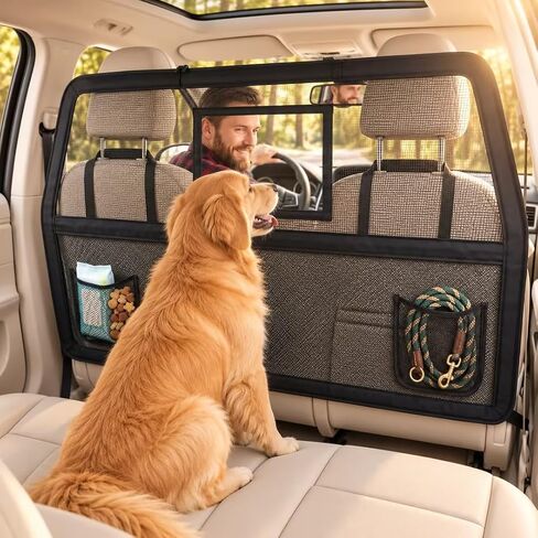 57" Dog Barrier for SUV, Anti-Slip Mesh & Steel Frame Car Divider in Saudi Arabia