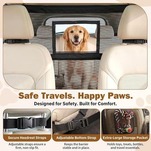 57" Dog Barrier for SUV, Anti-Slip Mesh & Steel Frame Car Divider in Saudi Arabia