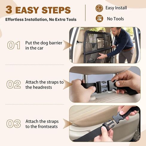57" Dog Barrier for SUV, Anti-Slip Mesh & Steel Frame Car Divider in Saudi Arabia