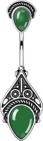 Forbidden Body Jewelry Surgical Steel Tribal Vintage Filigree Belly Button Ring with Faux Semi-Precious Stones in Kuwait