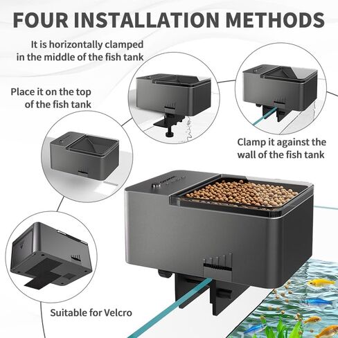 300ml Automatic Feeder for Aquarium Vacation Timer for Fish Tank Food Adjustable Auto Fish Feeder Dispenser for Pellets Strips with Timer Battery Operated in Kuwait