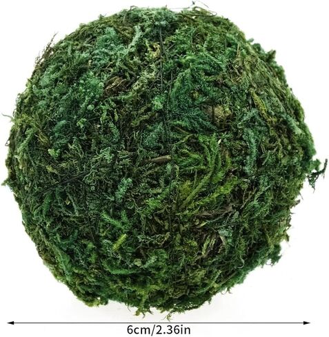 6pcs Natural Green Moss Decorative Ball,Natural Green Moss Balls Handmade Decorative Moss Hanging Balls for Garden Patio Home Table Decor Party Weddings Display Props Decor (Green, 6) in Kuwait