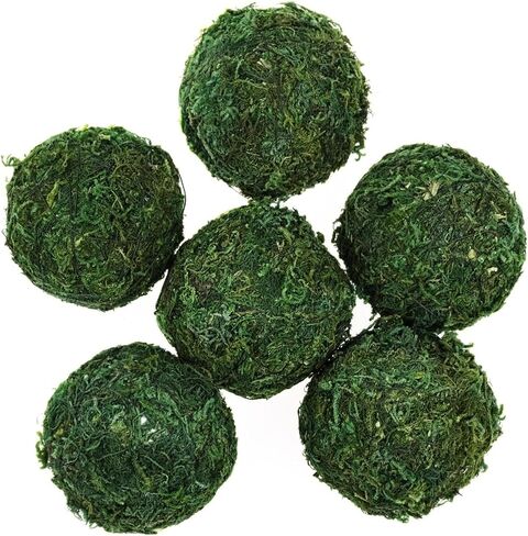 6pcs Natural Green Moss Decorative Ball,Natural Green Moss Balls Handmade Decorative Moss Hanging Balls for Garden Patio Home Table Decor Party Weddings Display Props Decor (Green, 6) in Kuwait