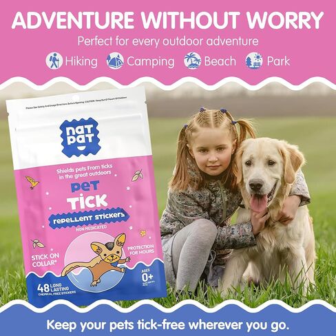 NATPAT Tick Repellent Pet Patches for Dogs and Cats, 48 Count in Kuwait