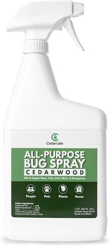 Cedarcide All-Purpose Bug Spray | Kill and Control Mosquitos, Fleas, Ticks, Ants | Made with Natural Essential Oils | Use on People, Pets & Kids (Cedarwood, Quart (32 Oz.)) in Saudi Arabia