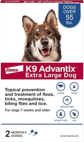 K9 Advantix Flea, Tick & Mosquito Prevention for Dogs Over 55 lbs. | Flea Drops for Extra Large Dogs | Apply Monthly | 2 Treatments in Kuwait