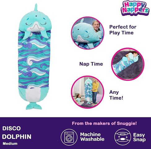 Happy Nappers 2-in-1 Pillow & Sleepy Sack Dolphin, 54x20 Medium in Saudi Arabia