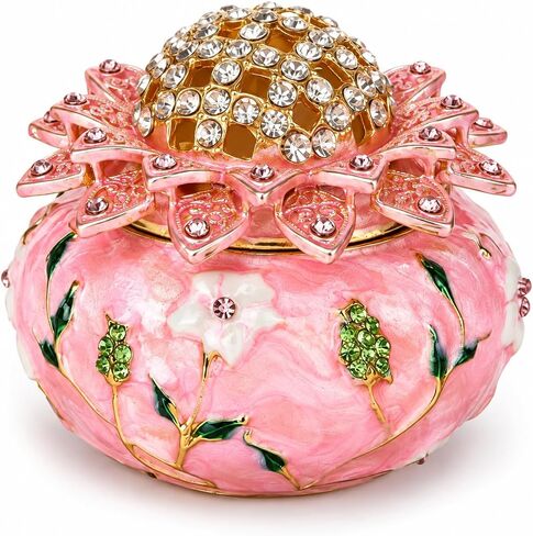 SEVENBEES Hand Painted Rose Flower Figurine Jewelry Trinket Box in Kuwait