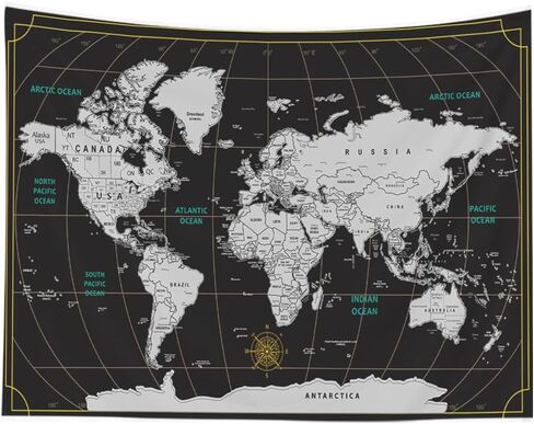 CAPSCEOLL Map Wall Tapestry, Dorm Tapestry Funny Tapestry Map Tapestry Wall Hanging Art Tapestry College Tapestry World Map Tapestry Brown for College Wall Decor 80X60 Inches,Brown Yellow in Kuwait