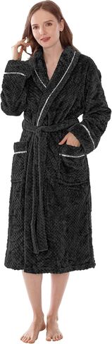 PAVILIA Women Plush Fleece Robe, Soft Textured Bathrobe, Lady Cozy Spa Long Robe in Kuwait