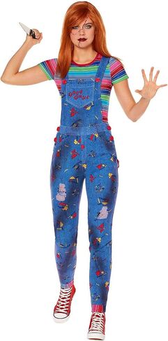Spirit Halloween Child’s Play Adult Chucky Overalls Costume | Officially Licensed | Chucky Cosplay | Couple Costume in Kuwait