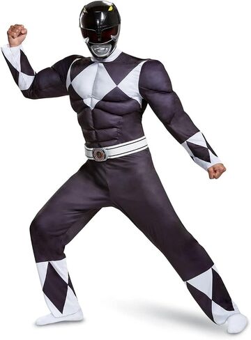Disguise Men's Black Ranger Classic Muscle Adult Costume in Kuwait