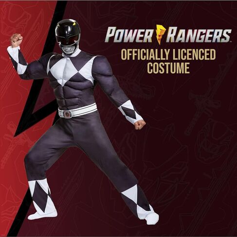 Disguise Men's Black Ranger Classic Muscle Adult Costume in Kuwait