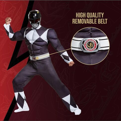 Disguise Men's Black Ranger Classic Muscle Adult Costume in Kuwait