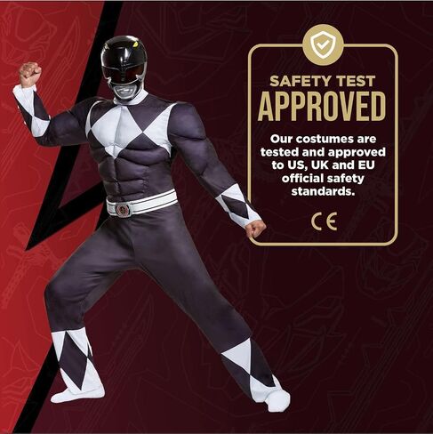 Disguise Men's Black Ranger Classic Muscle Adult Costume in Kuwait